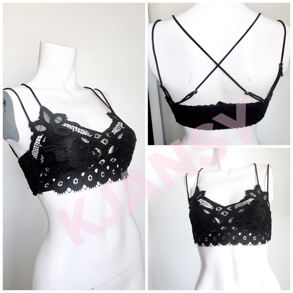 Freya Black Lace Bralette Crop Top - Picture 6 of 7